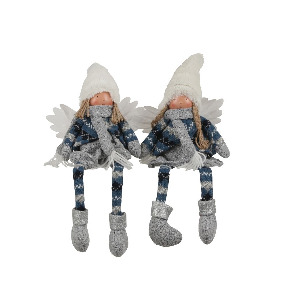 Фи­гур­ка де­воч­ка/​ан­гел си­дя­щая со све­тя­щи­ми­ся кры­лья­ми 17х10 см бе­лая/​го­лу­бая