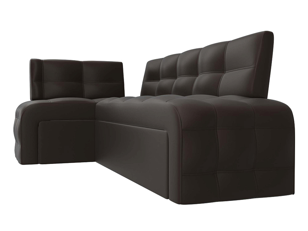 Диван кухонный угловой Люксор левый угол, Коричневый, Экокожа, 28596L