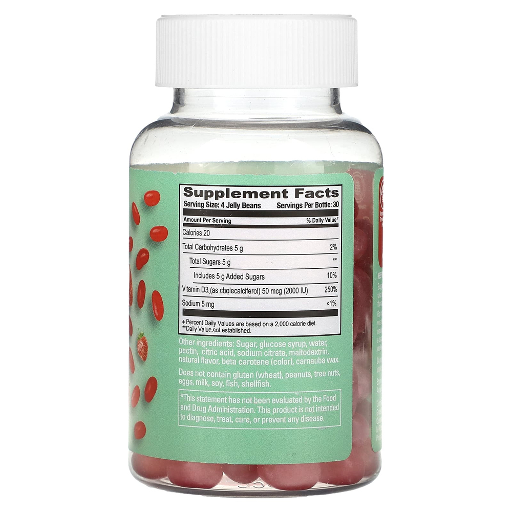 Human Beanz, Мармелад с витамином D3, клубника, 120 мармеладных бобов