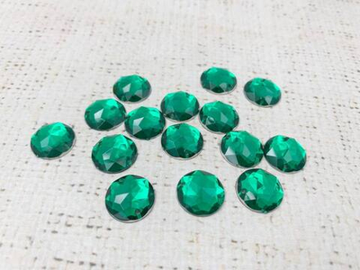 Стразы пришивные акрил, d 1,2 см, изумруд