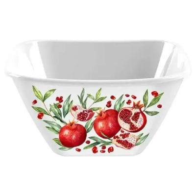 Миска квадратная Bergamo 2л с декором (белый)