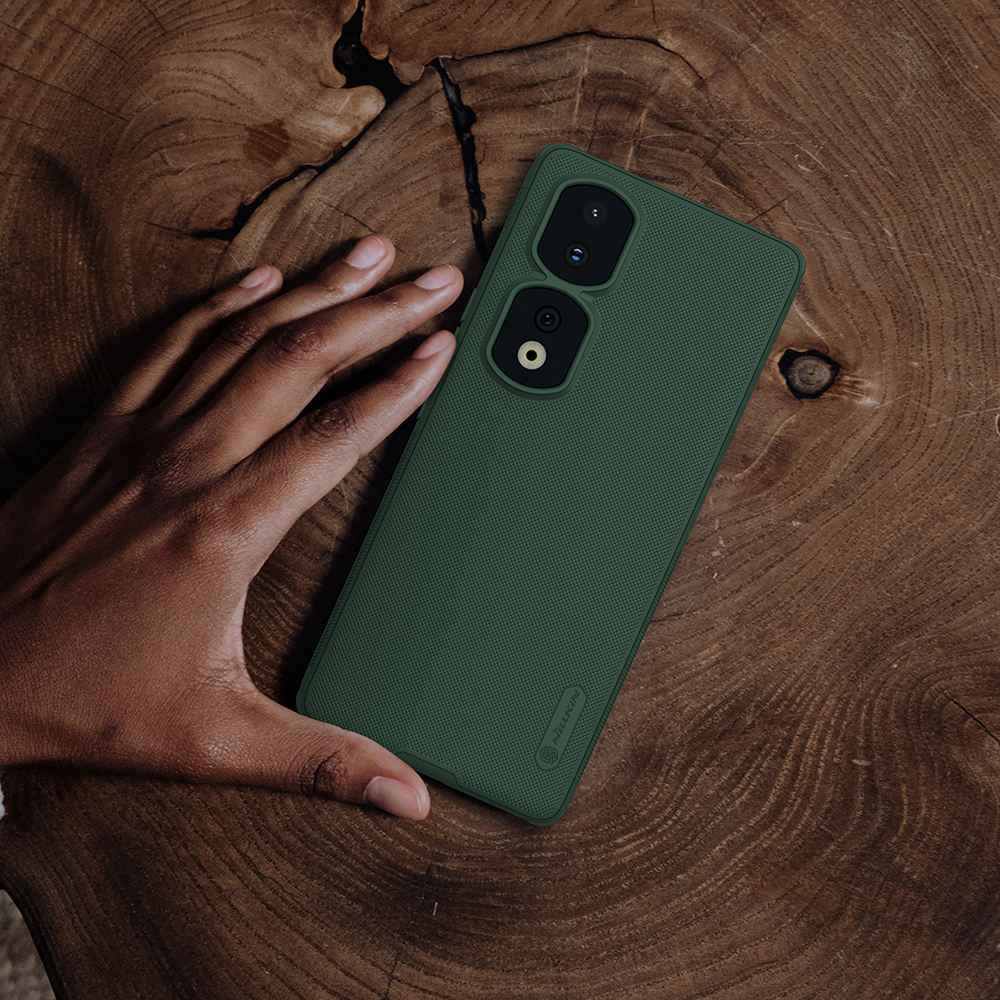 Усиленный двухкомпонентный чехол зеленого цвета (Deep Green) от Nillkin для Honor 90 Pro, серия Super Frosted Shield Pro