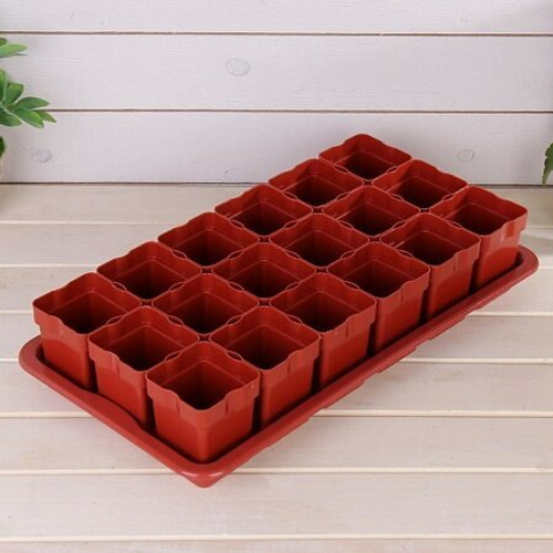 Горшочек для рассады 220мл 60х60мм 18шт + Поддон