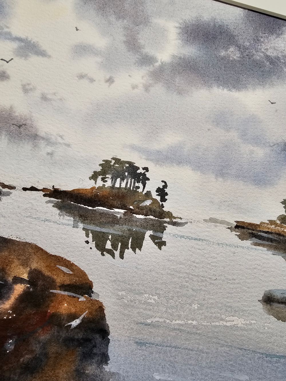 Картина авторская акварельная в паспарту 30х40 см на стену для интерьера "Ладога суровая! Ладога любимая!