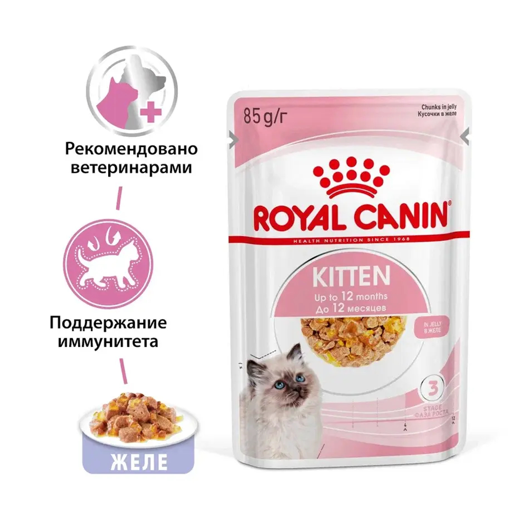 ROYAL CANIN Kitten Корм влажный для котят в возрасте до 12 месяцев (кусочки в желе), 85 г