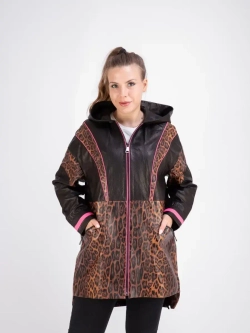 Куртка женская натуральная кожаная с капюшоном Турция