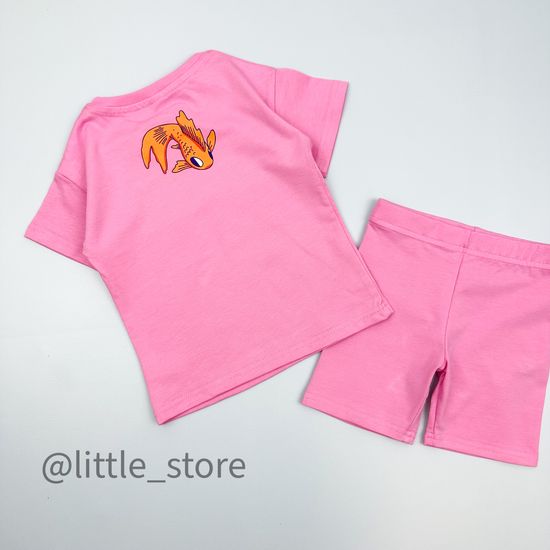 Комплект хлопковый с велосипедками, Розовый