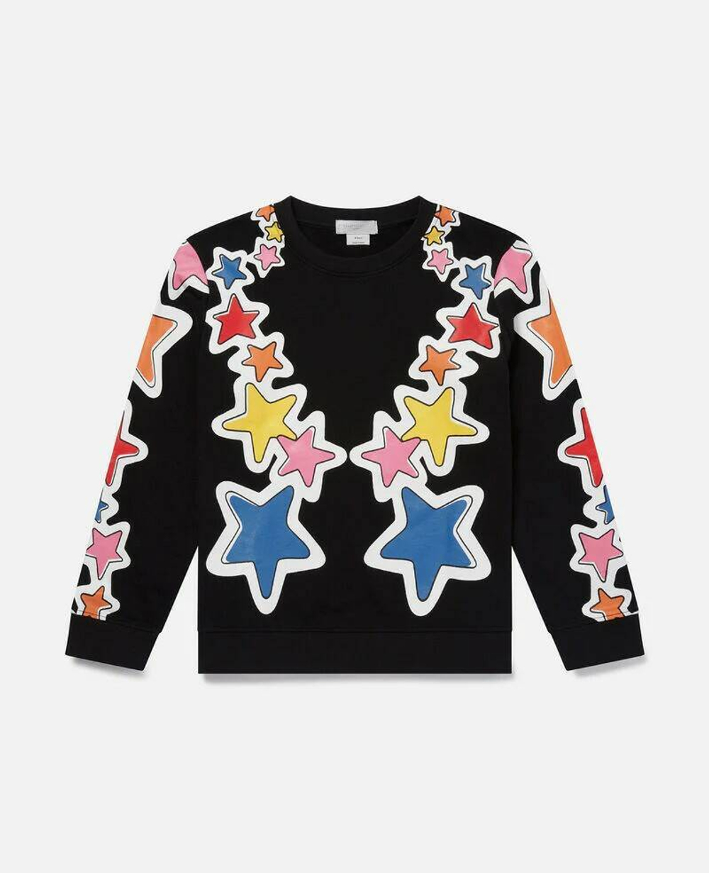 Свитшот + брюки трикотажные STELLA McCARTNEY Черный/Термопринт: разноцветные звезды Девочка