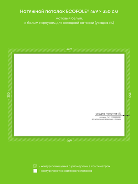 Матовый натяжной потолок 16.4 м2