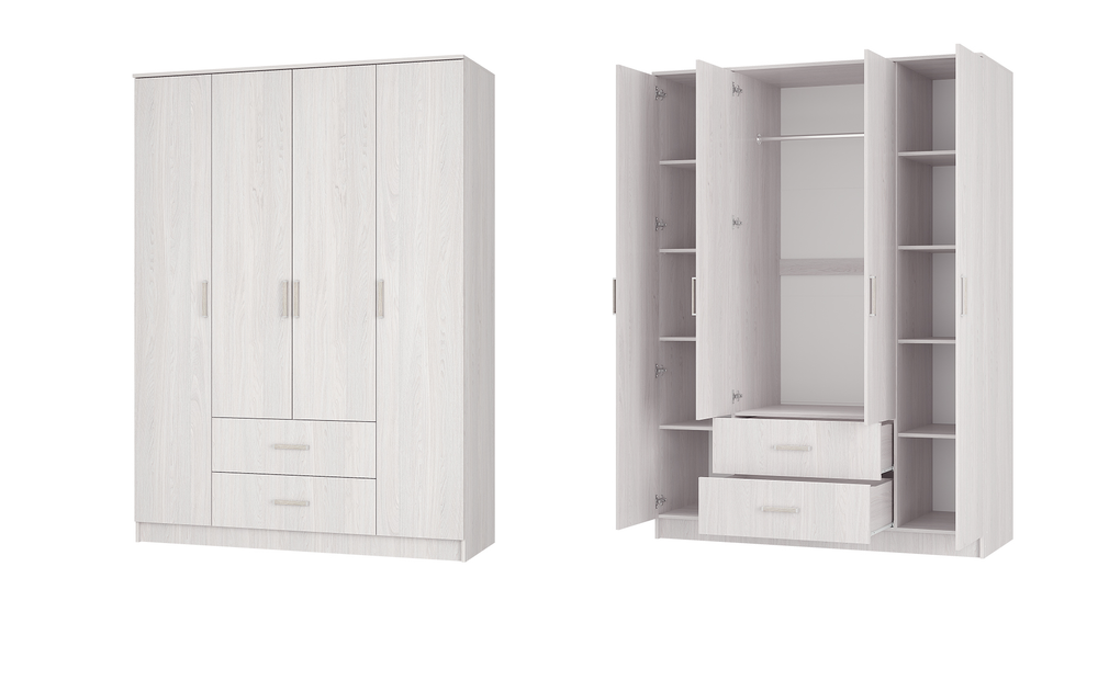 Шкаф 4-х створчатый Титан ясень белый