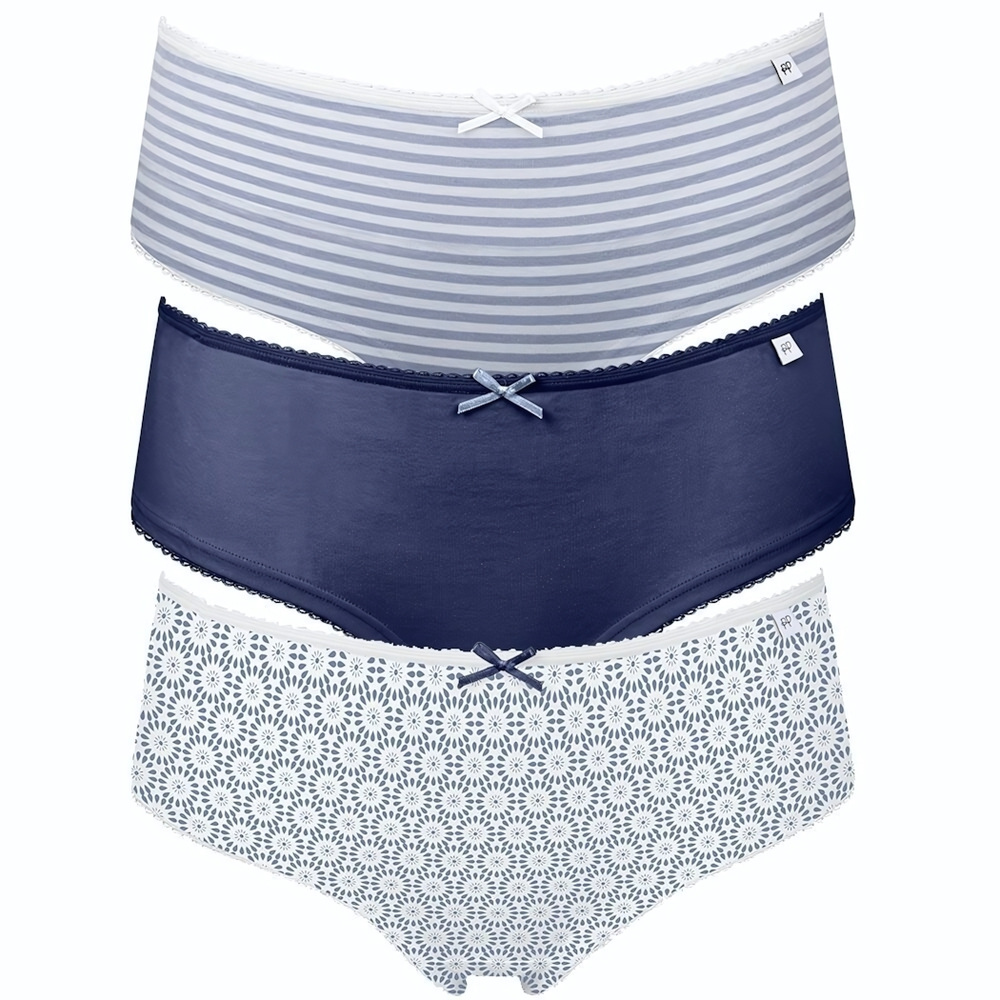 Набор из 3 сине-белых трусиков-шортиков Alice (Размер: M) (Цвет: синий с белым)