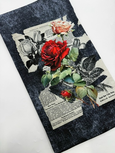 Футер 2 нитка купон 80-85см роза на серой варенке