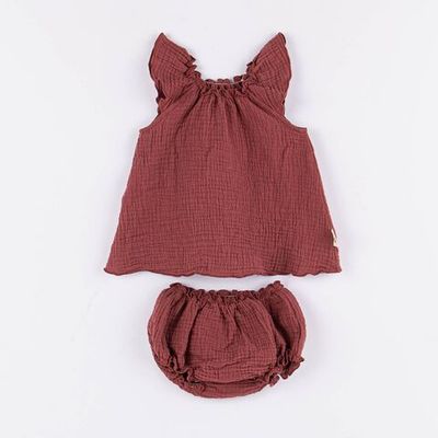 Dress &amp; shorts set 3-18 months - Marsala