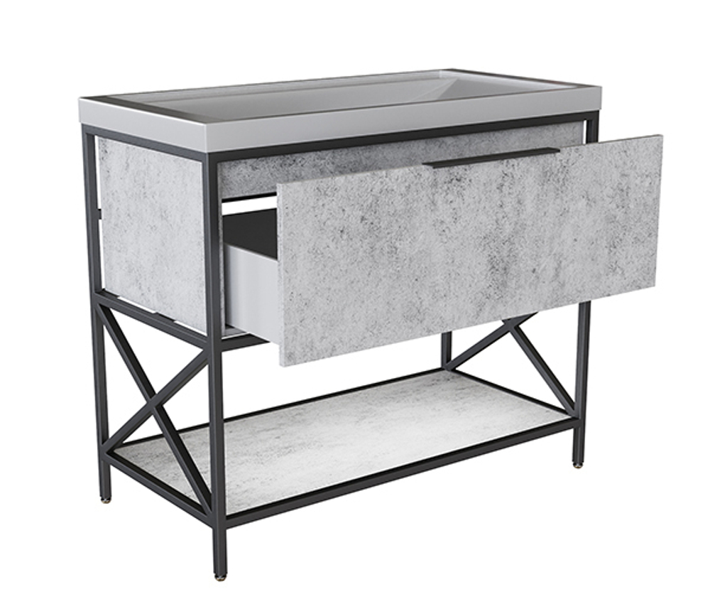 Тумба д/ванной "БРУКЛИН-100" Бетон под раковину Фостер 100 (Kirovit) ЛОФТ (ЛДСП)