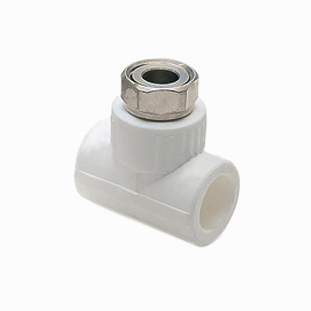 Тройник комбинированный ПП 25-3/4'' PN 25, с накидной гайкой, белый, РосТурПласт 14271