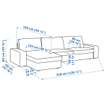 Диван 4-местный с оттоманкой - IKEA KIVIK/КИВИК ИКЕА, темно-серый