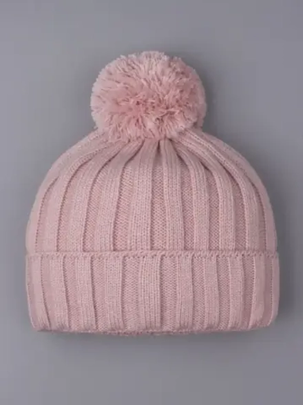 Шапка детская вязаная осенняя с помпоном