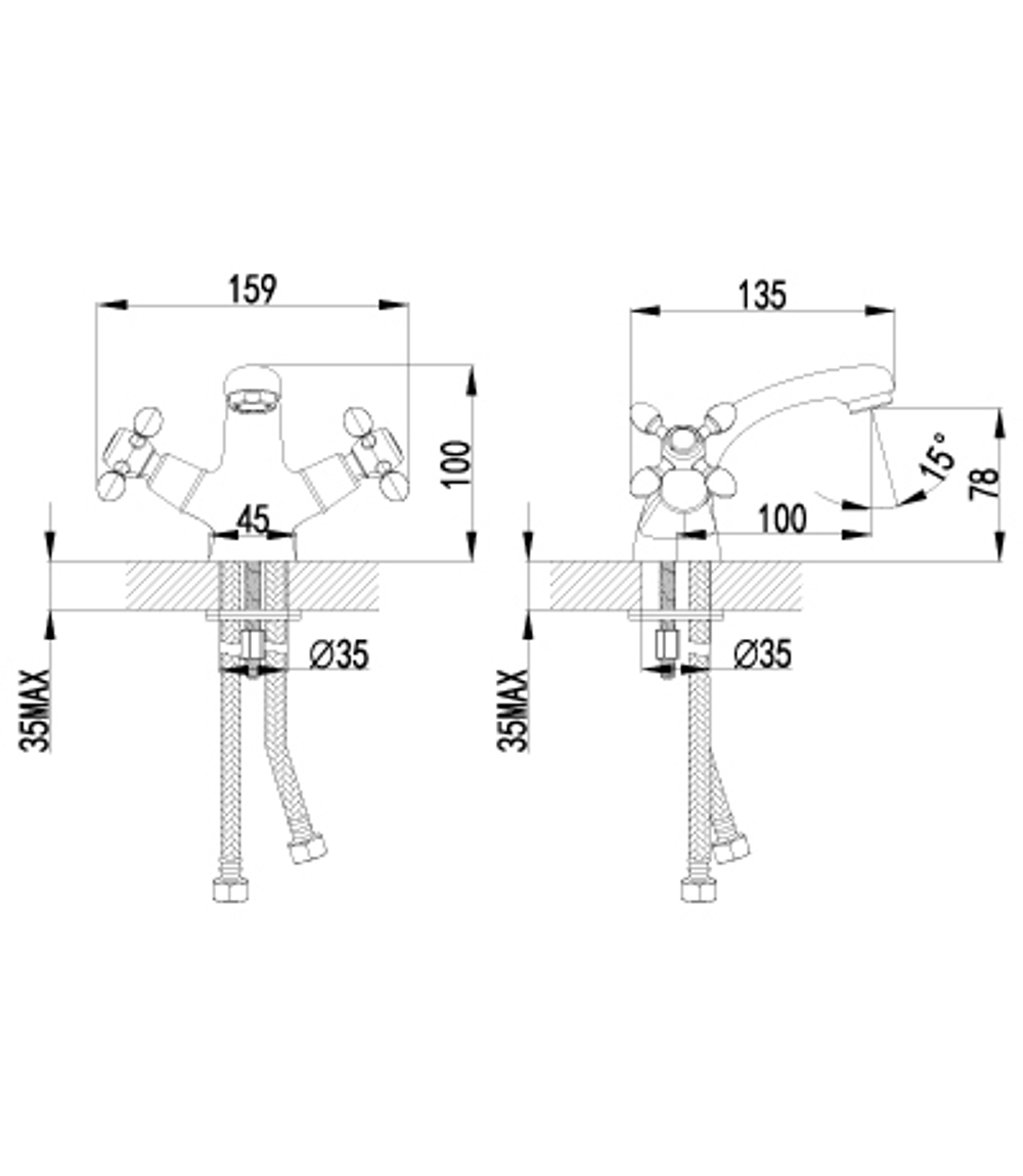 Смеситель для умывальника монолитный LEMARK VISTA – LM7606C