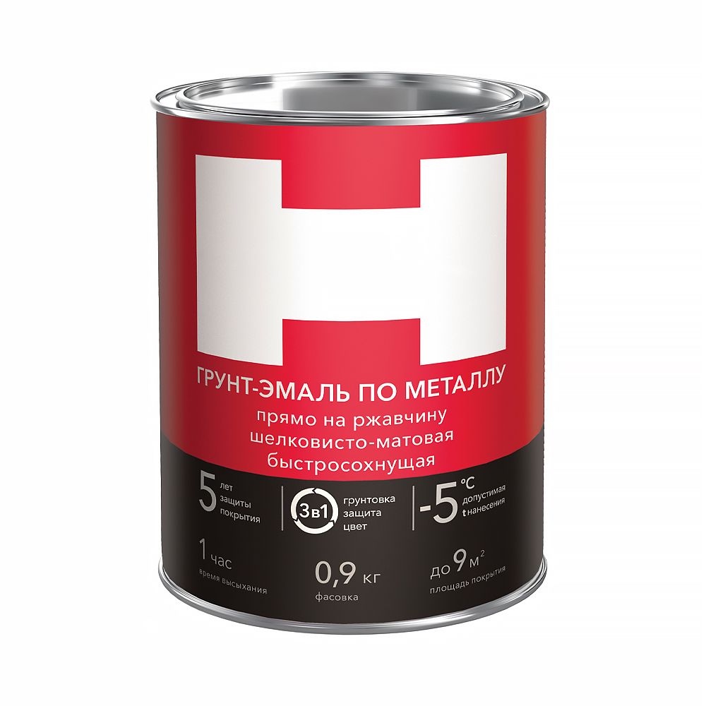 ГРУНТ- ЭМАЛЬ ПО РЖАВЧИНЕ 3 В 1 "HAMMERTON" КРАСНАЯ 0,9 КГ (1/14) 205554
