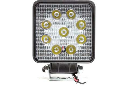 Фара рабочего света Диод квадратная 10,5x10,5x2.5см с кронштейном 9LED рифленое стекло 7.5W (10-30V)
