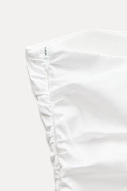 ZARA ОБЪЕМНЫЙ ТОП ИЗ ПОПЛИНА, БЕЛЫЙ