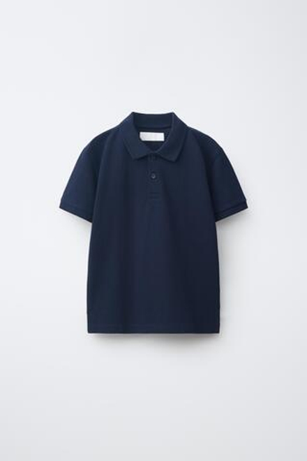 ZARA БАЗОВОЕ ПОЛО ИЗ ПИКЕ, СИНИЙ