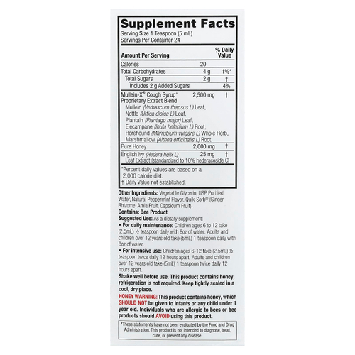 Nature's Answer, Натуральный сироп от кашля Mullen-X, мультисистемный, 120 мл (4 жидк. унц.)