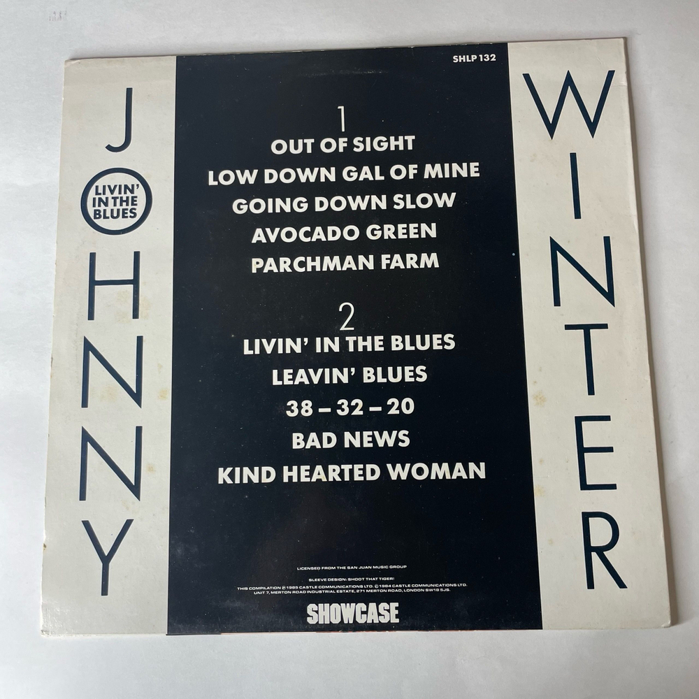 Винтажная виниловая пластинка LP Johnny Winter Livin In The Blues (Англия 1985)