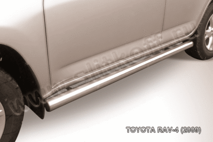 Пороги из нержавейки Toyota Rav-4 (2009-2010) d76 труба (черный цвет)