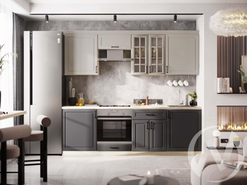 Кухня Николь-1 2;4м (унив-й Р-600д) (дуб сонома/серый дым; графит)