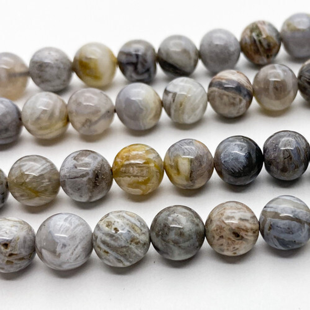 "Бамбуковый агат" бусины, диаметр 8,1-8,3 мм, цена за 11-12 шт (1/4 нити)