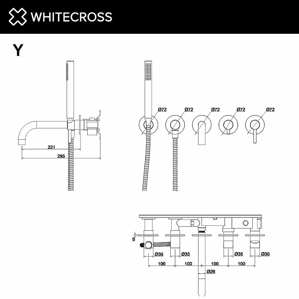 Смеситель для ванны WhiteCross Y Y1240GLB матовое золото