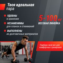 Гантель гексагональная UNIX Fit обрезиненная 10 кг, 2 шт.