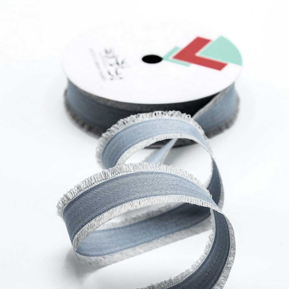 Лента Полиэстер 2,5см х 22м с бахромой (Синий)