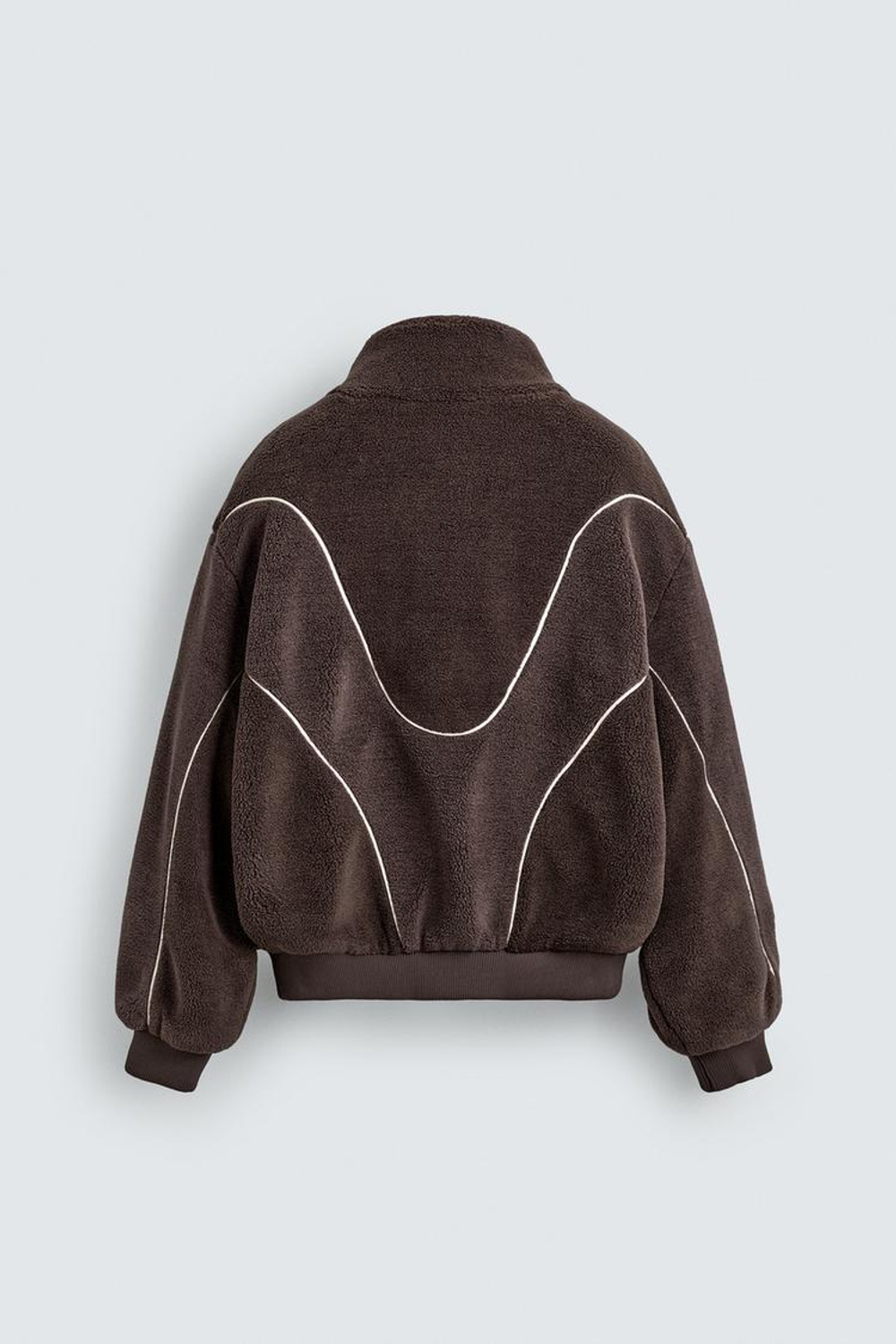 ZARA КУРТКА ИЗ ИСКУССТВЕННОЙ ОВЧИНЫ С КОНТРАСТНЫМИ ВСТАВКАМИ, КОРИЧНЕВЫЙ