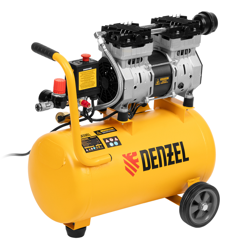 Компрессор DLS950/24 безмаслянный малошумный 950 Вт, 165 л/мин,ресивер 24 л// Denzel