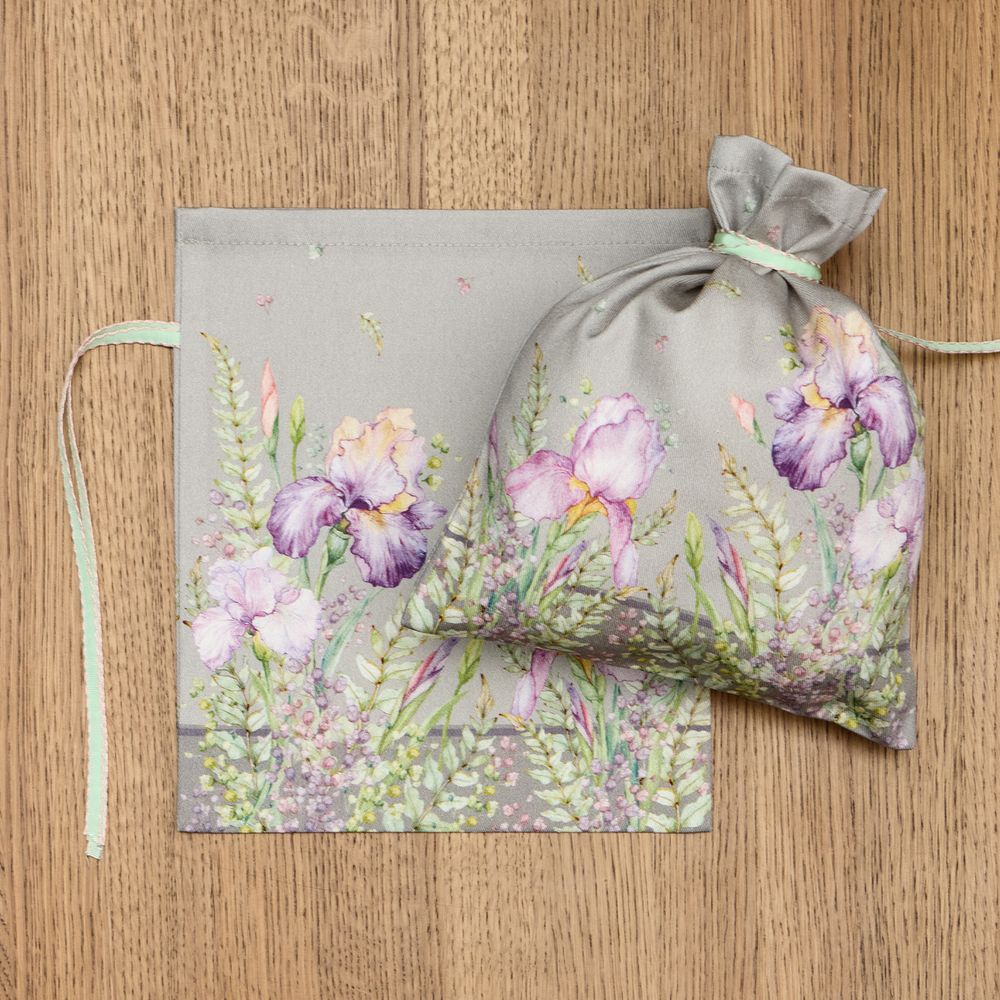 НАБОР МЕШОЧКОВ ИЗ 2-Х ШТ "ИРИСЫ" 23Х25СМ,100%ХЛОПОК,СЕРЫЙ ,ТВИЛ,ПРОПИТКА