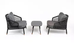 "Верона" лаунж-зона 5-местная плетеная из роупа (веревки), каркас алюминиевый темно-серый, роуп темно-серый