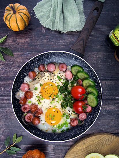 Сковорода 30 см. из алюминия Kamille KM 4115MR с мраморным покрытием