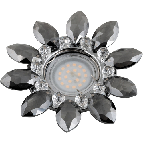 DLS-P112 GU5.3 CHROME/SMOKE+CLEAR Светильник декоративный встраиваемый, серия Peonia. Без лампы, цоколь GU5.3. Металл/стекло. Хром/дымчато-серый+прозр