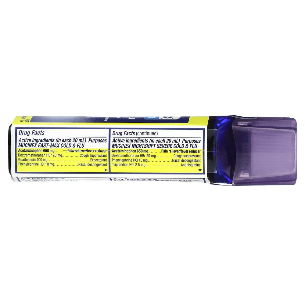 Mucinex, Day & Night, маска для лица от простуды и гриппа, максимальная сила действия, для детей от 12 лет, 2 флакона по 180 мл (6 жидк. унций)