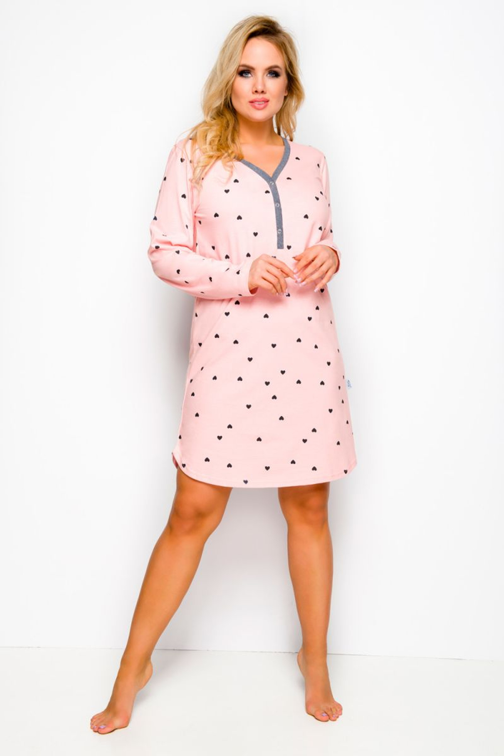 Нежная сорочка Tamara с сердечками (Размер: XXXL) (Цвет: персиковый)