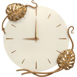 Часы настенные Monstera Deliciosa (Монстера) Колор Кремовый белый Амбер