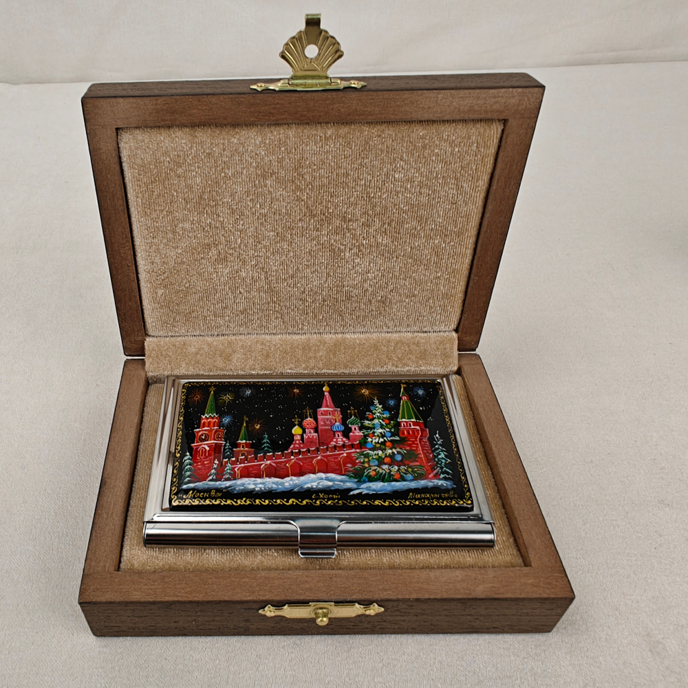 Визитница "Кремлевская елка" (роспись Палех)