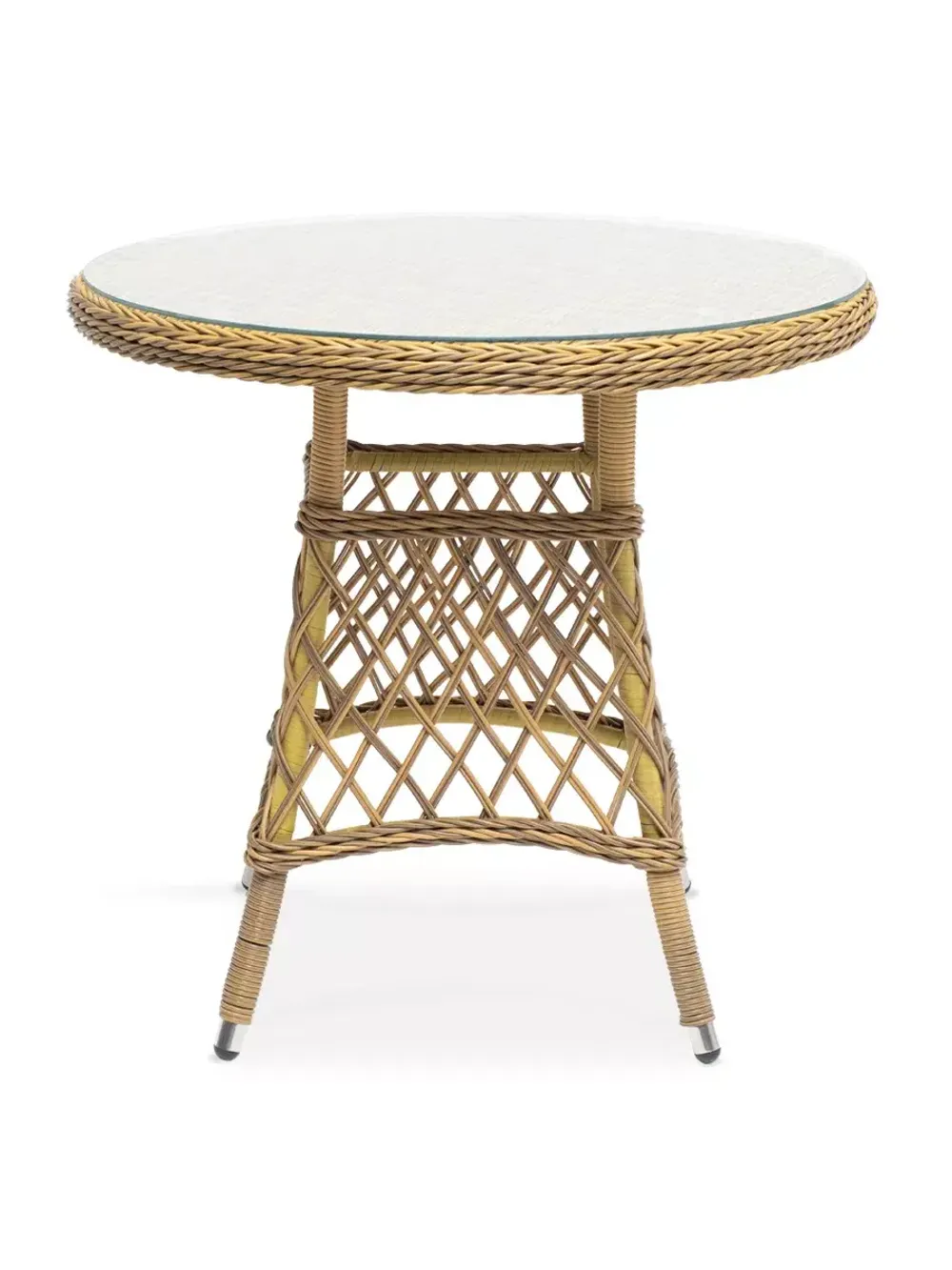 "Эспрессо" плетеный круглый стол, диаметр 80 см, цвет соломенный