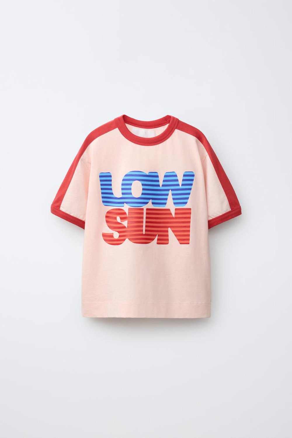 ZARA ФУТБОЛКА С КОНТРАСТНОЙ НАДПИСЬЮ, РОЗОВЫЙ/БЕЛЫЙ