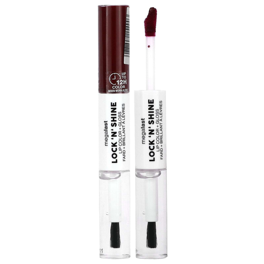 wet n wild, Megalast, Lock 'N' Shine, краска для губ и блеск, Sizzling Siren, 4 мл (0,13 жидк. унц.)