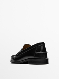 Massimo Dutti Лоферы из мягкой кожи, черный