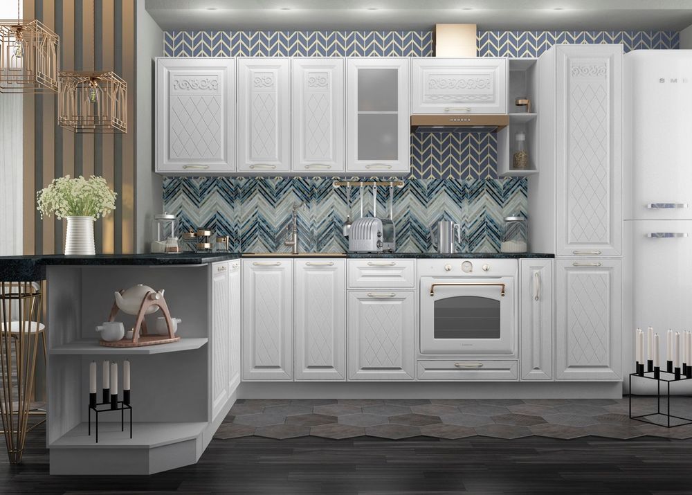 Модульный кухонный гарнитур «Вита» 2800/1800 (белый)