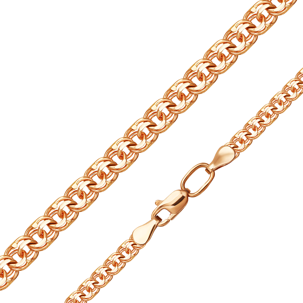 Цепь из красного золота с алмазной гранью (плетение «Бисмарк»)